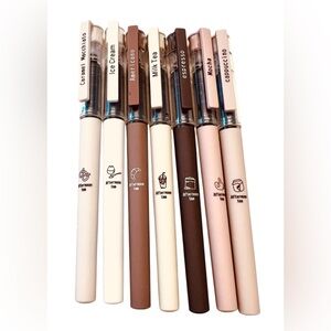 8-Piece Coffee-Themed Quick-Dry Gel Pen Set (0.5mm Fine Tip)